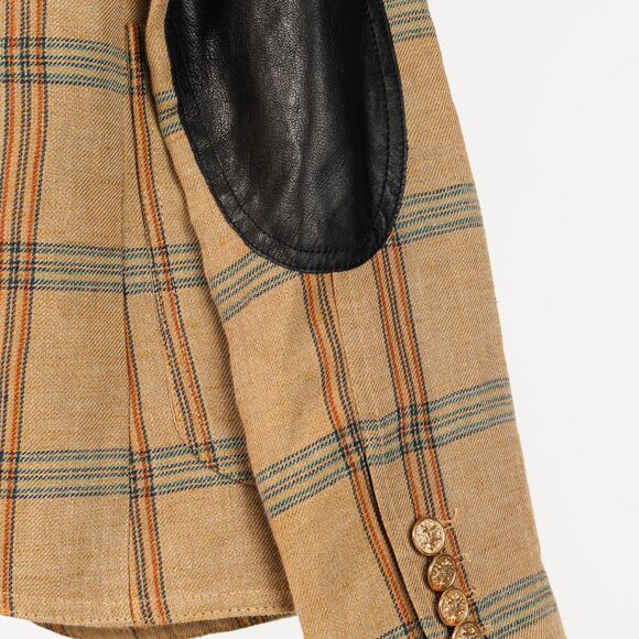 Smythe Patch Pocket Duchess Burlap Plaid Leather-Elbow-Patch Blazer - Picture 7 of 10
